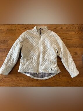 Barbour Cream Quilted Jacket with Plaid Lining